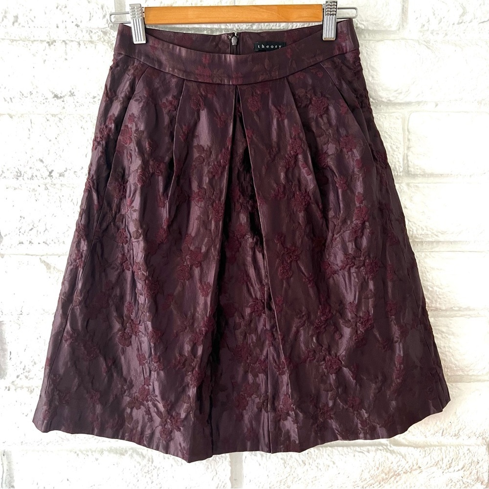 Theory Plum Brocade Skirt Sz 2